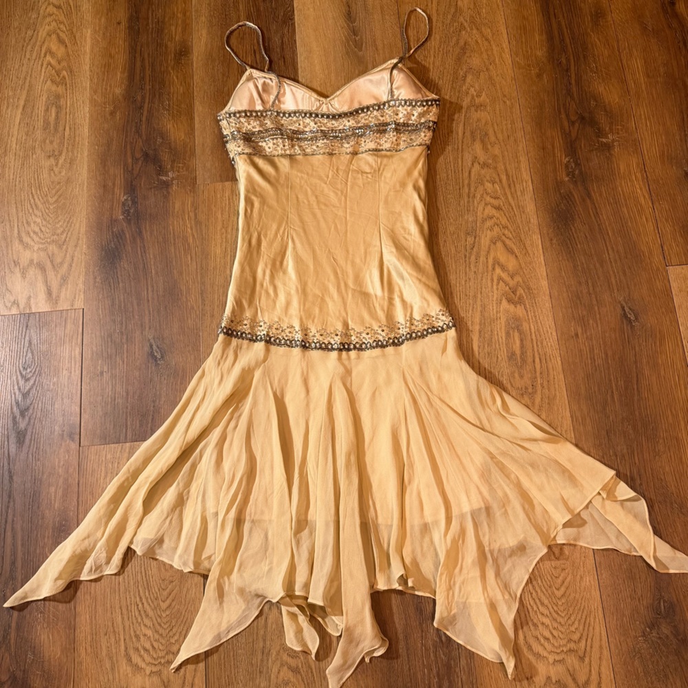 Vintage 100% Silk Beaded Dress Vintage Beaded Dress Y2K Sue Wong Dress Fairy - Picture 17 of 17